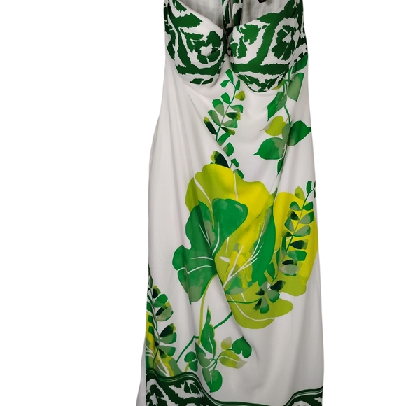 White House Black Market Strapless Green Floral Dress - Picture 5 of 10